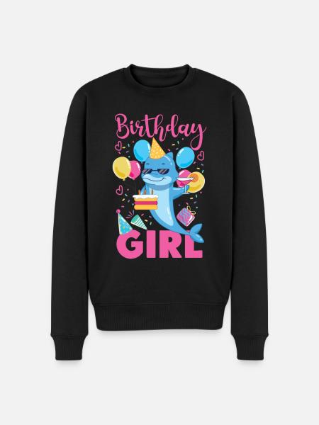 Dolphin Birthday Birthday Girl - Men's Premium Organic Jumper - black