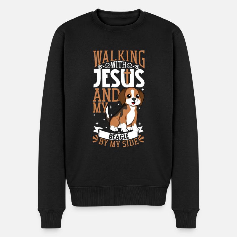 Jésus et le chien - Beagle - Pull Premium bio Homme - noir