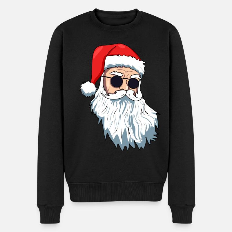 Weihnachtsmann mit Sonnenbrille - Männer Premium Bio Pullover - Schwarz
