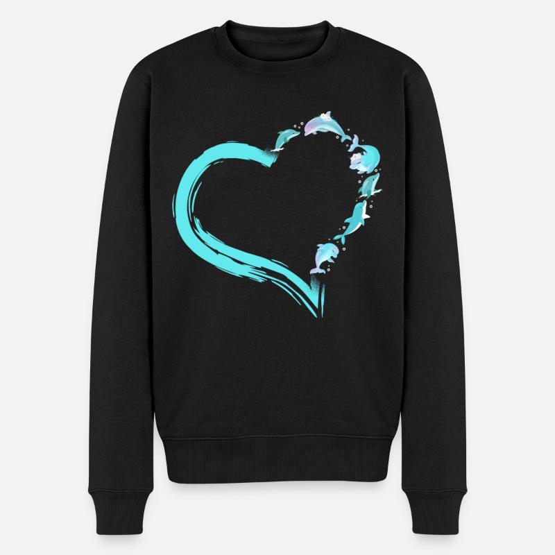 Dolphin Heart - Männer Premium Bio Pullover - Schwarz