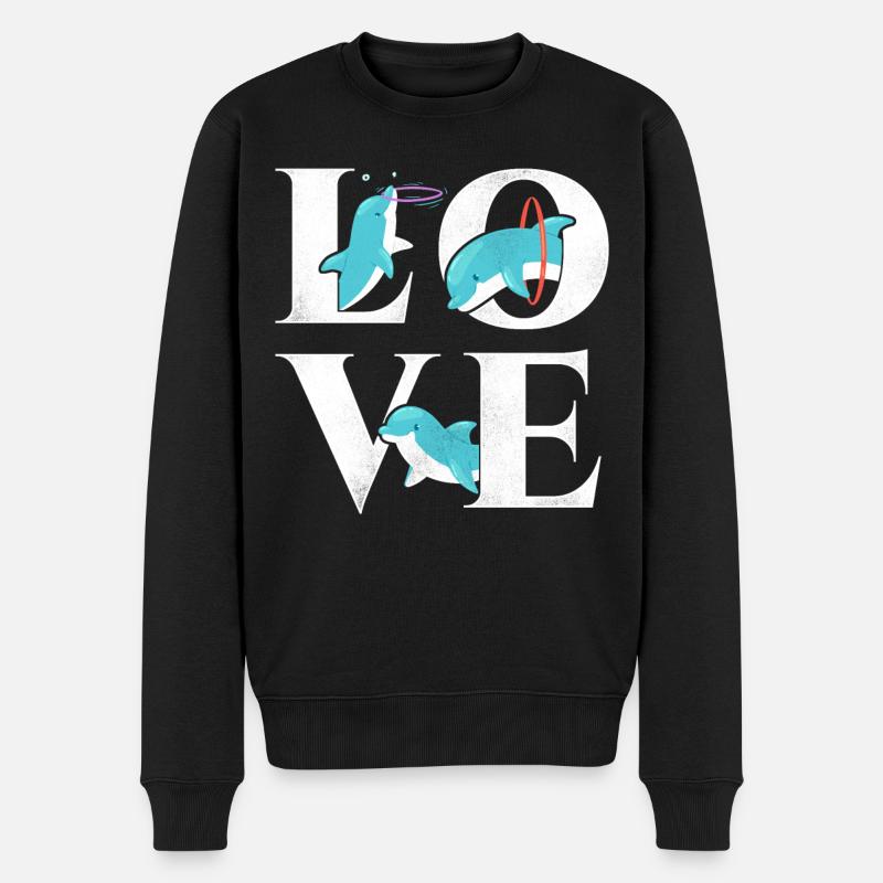 L’amour des dauphins - Pull Premium bio Homme - noir