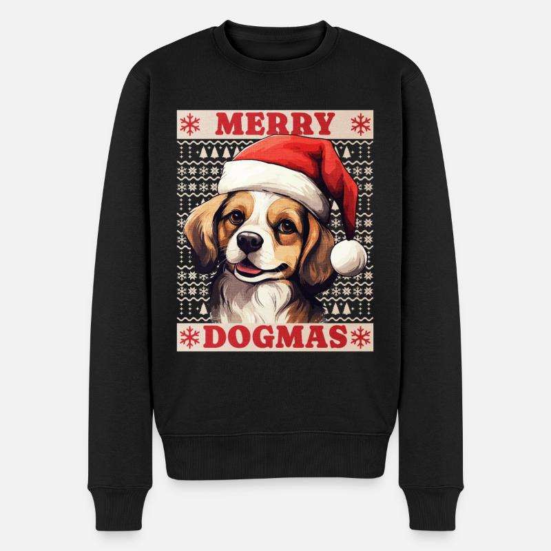 Hund Weihnachten Ugly Merry Dogmas Weihnachtsmütze - Männer Premium Bio Pullover - Schwarz