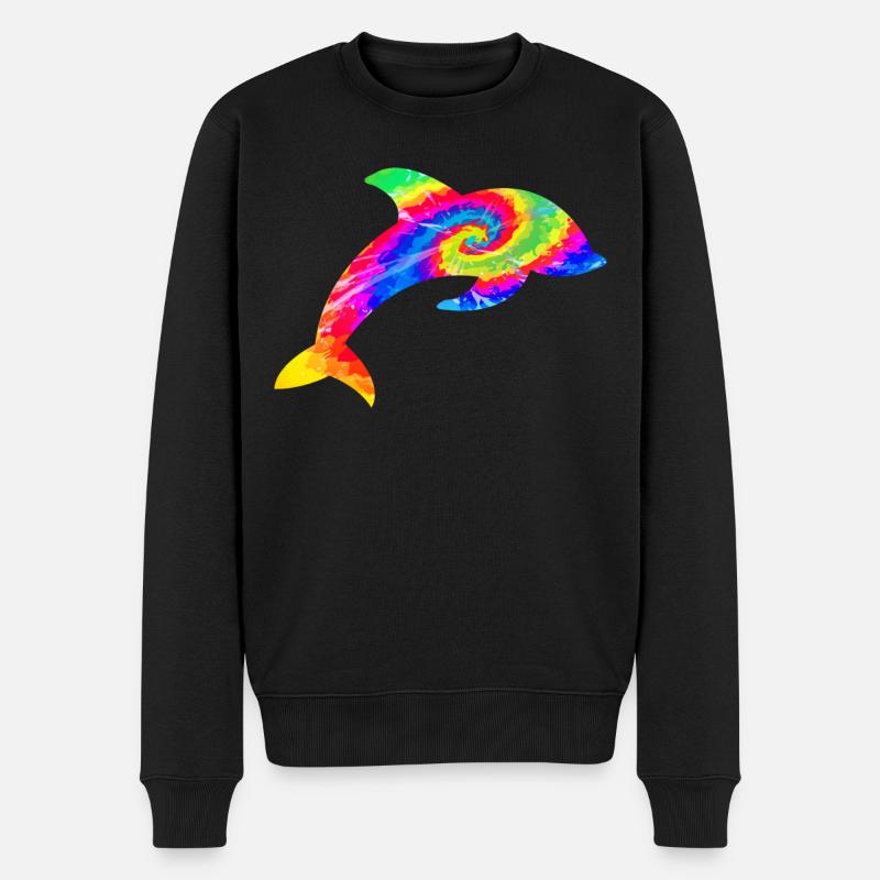 Dolphin Tie Dye - Männer Premium Bio Pullover - Schwarz