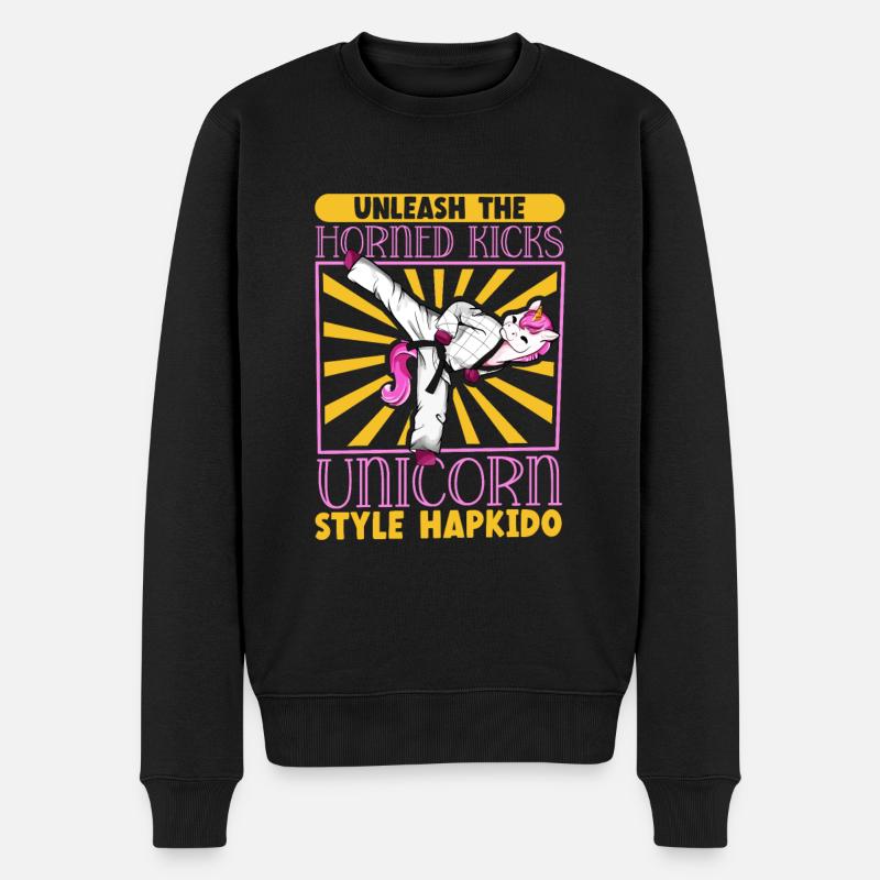 Einhorn macht Hapkido - Männer Premium Bio Pullover - Schwarz