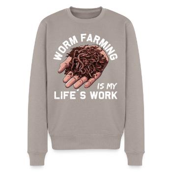Ver de terre - Ver à main - Agriculteur - Ver - Pull Premium bio Homme - taupe - Devant - Nico (187cm)