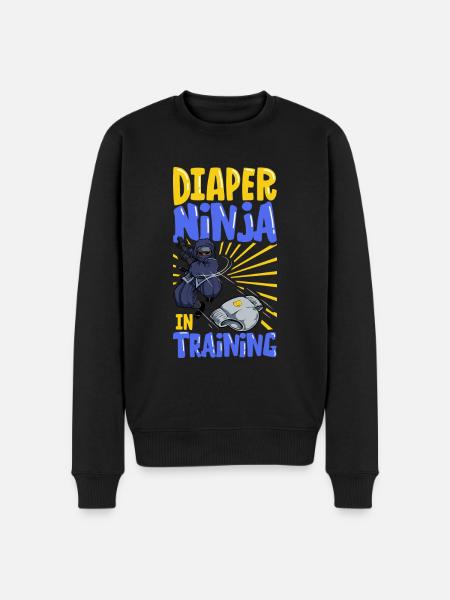 Windel Ninja - Windelwechseln - Männer Premium Bio Pullover - Schwarz