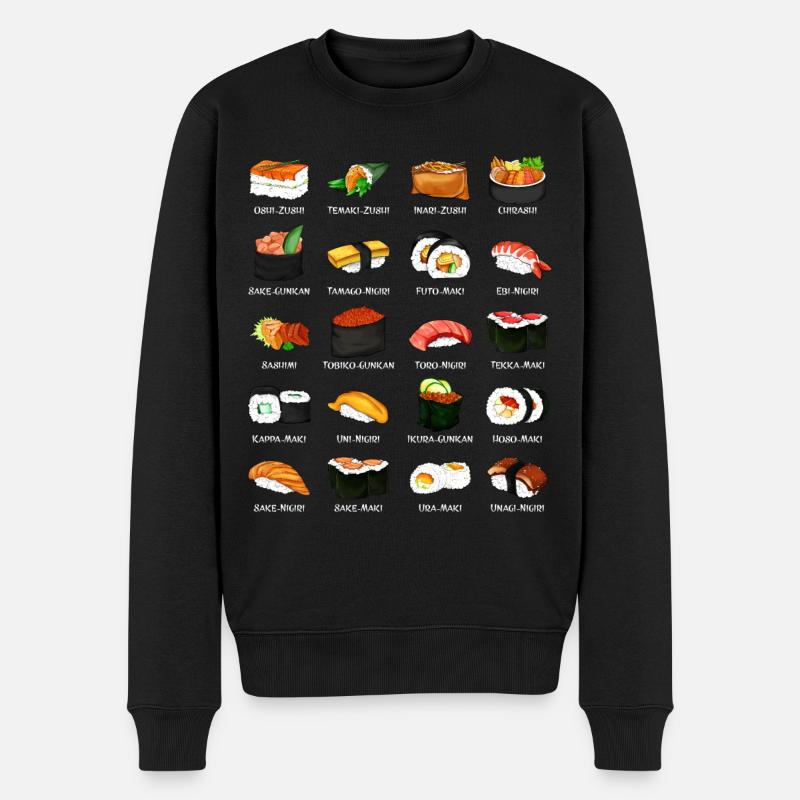 Viele Sushi Zubereitungen - Arten von Sushi - Männer Premium Bio Pullover - Schwarz