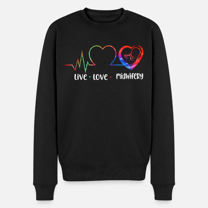Infirmière sage-femme accoucheuse En direct - Pull Premium bio Homme - noir