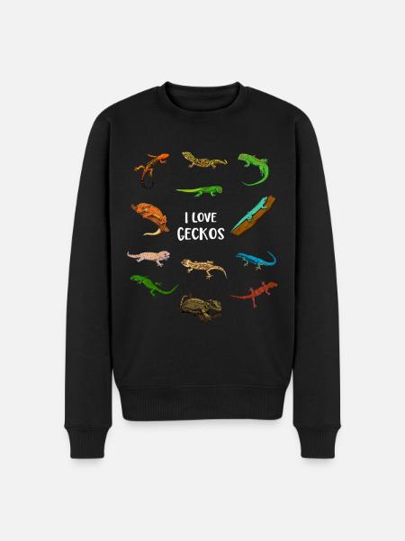 Ich liebe Geckos - Männer Premium Bio Pullover - Schwarz
