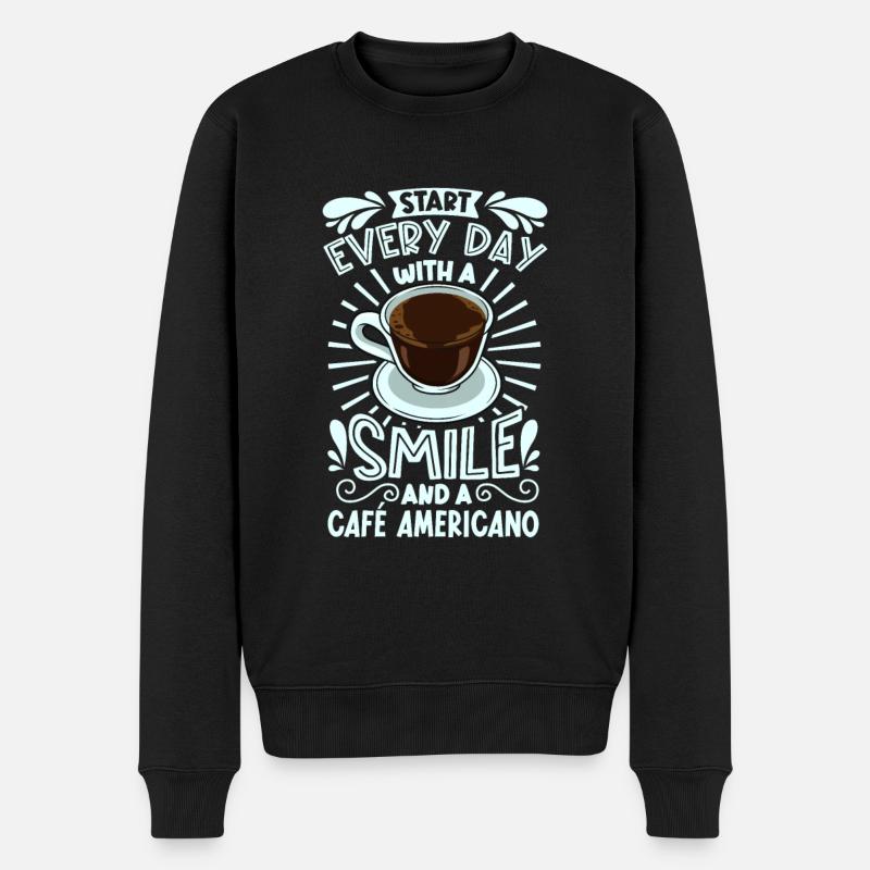 Souriez avec Café Americano - Pull Premium bio Homme - noir