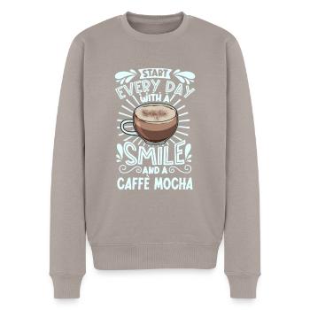 Souriez avec le caffè moka - Pull Premium bio Homme - taupe - Devant - Nico (187cm)