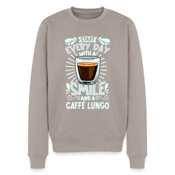Lächeln mit Caffè Lungo - Männer Premium Bio Pullover - Taupe - Vorne - Nico (187cm)