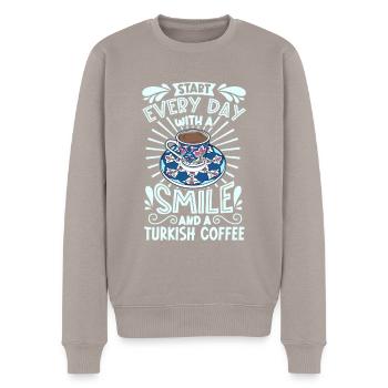 Lächeln mit Turkish Coffee - Männer Premium Bio Pullover - Taupe - Vorne - Nico (187cm)