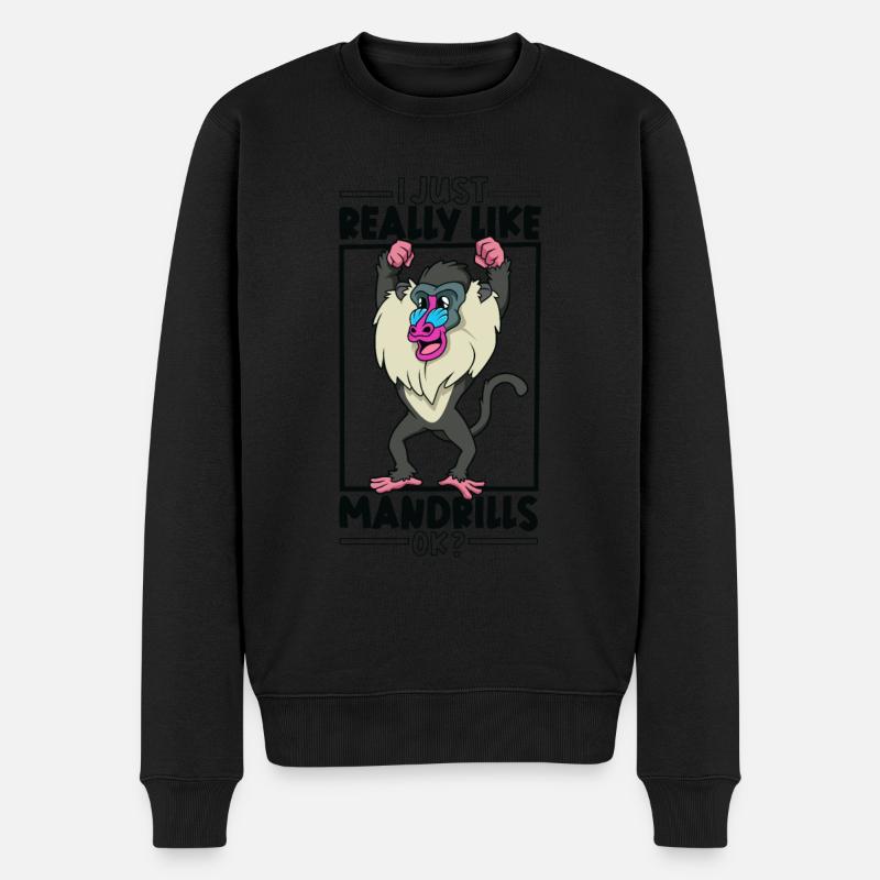 Ich liebe Mandrills - Mandrill - Männer Premium Bio Pullover - Schwarz