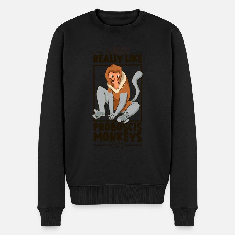 Ich liebe Nasenaffen - Nasenaffe - Männer Premium Bio Pullover - Schwarz