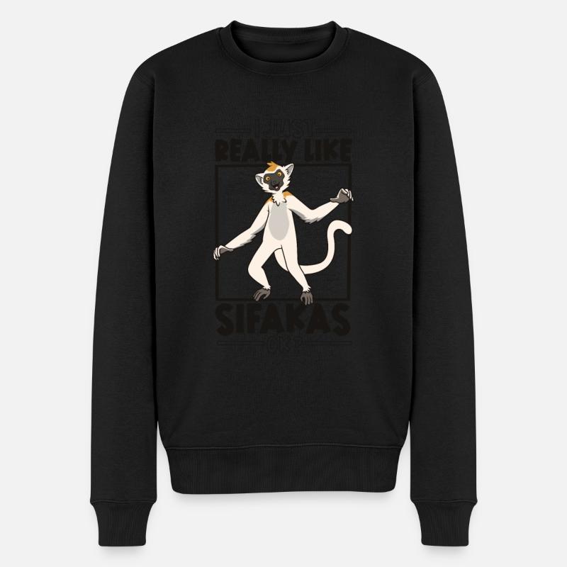 Ich liebe Sifakas - Sifaka - Männer Premium Bio Pullover - Schwarz