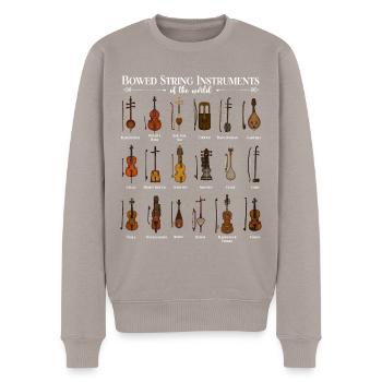 Verschiedene Streichinstrumente - Männer Premium Bio Pullover - Taupe - Vorne - Nico (187cm)