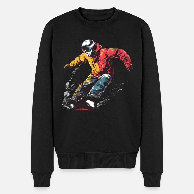 Winter Mountains Freestyle Snowboard - Men's Premium Organic Jumper - black