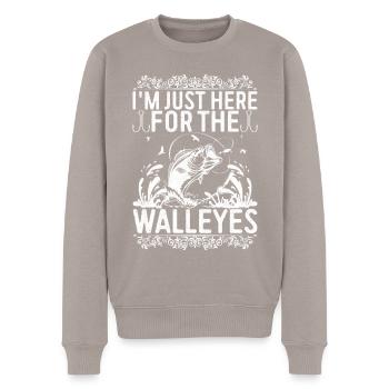 Walleye Fishing Angler - Men's Premium Organic Jumper - taupe - Front - Nico (187cm)