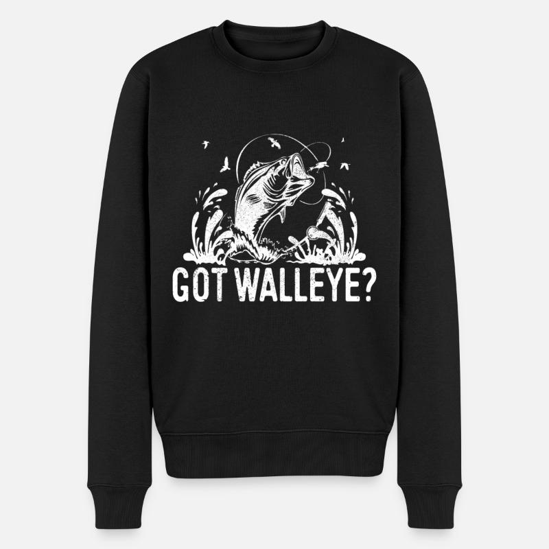 Walleye Fishing Angler - Männer Premium Bio Pullover - Schwarz