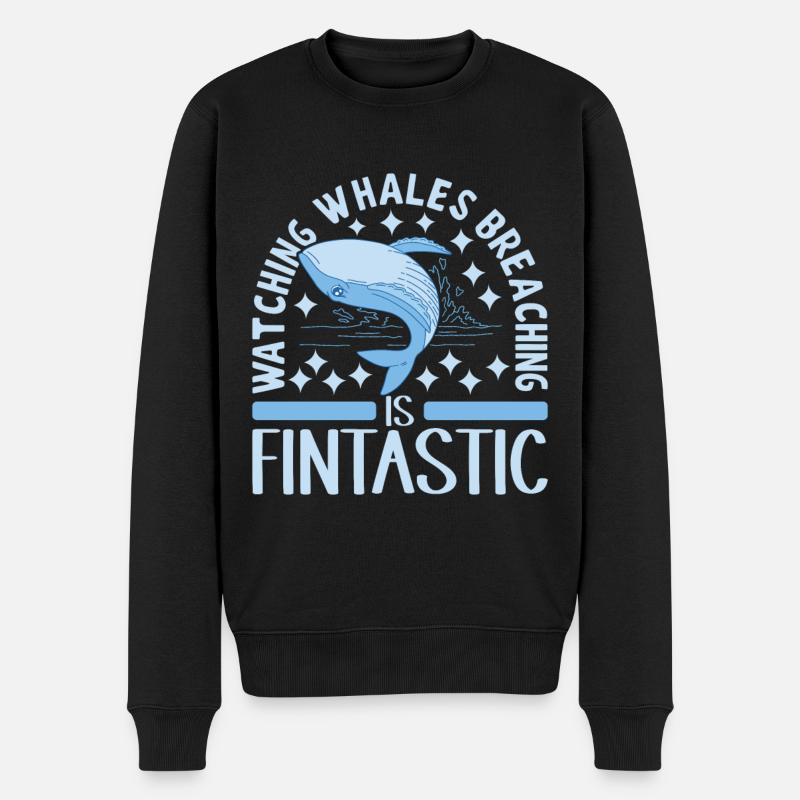 Wale Walfisch - Männer Premium Bio Pullover - Schwarz