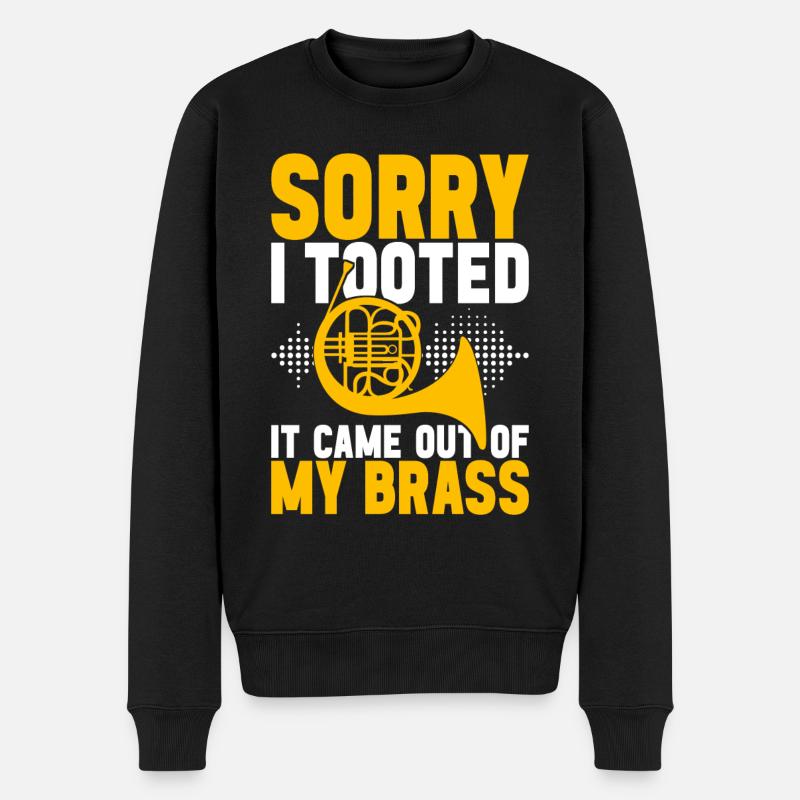Horn Blechblasinstrument - Männer Premium Bio Pullover - Schwarz