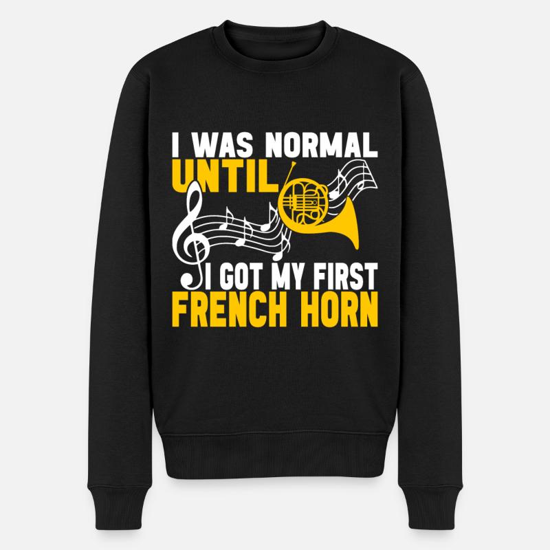 Horn Blechblasinstrument - Männer Premium Bio Pullover - Schwarz