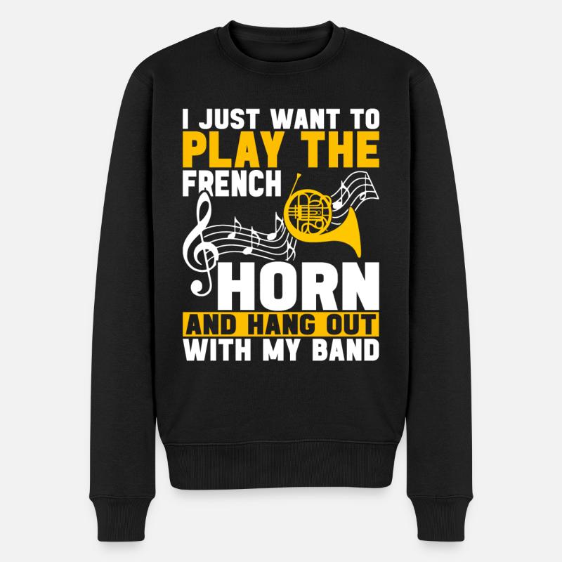 Horn Blechblasinstrument - Männer Premium Bio Pullover - Schwarz