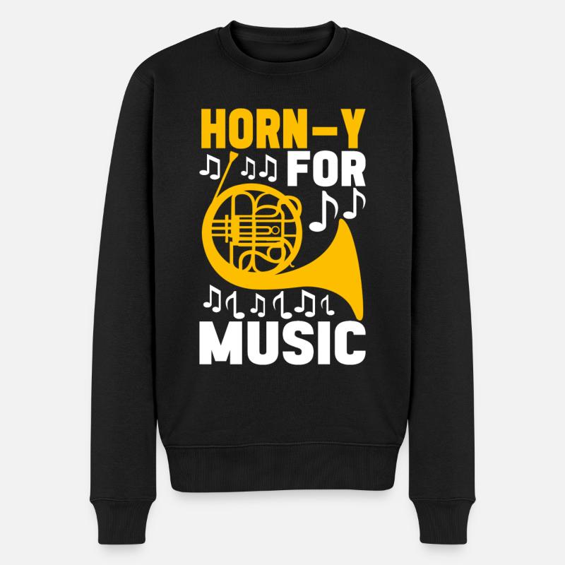 Horn Blechblasinstrument - Männer Premium Bio Pullover - Schwarz