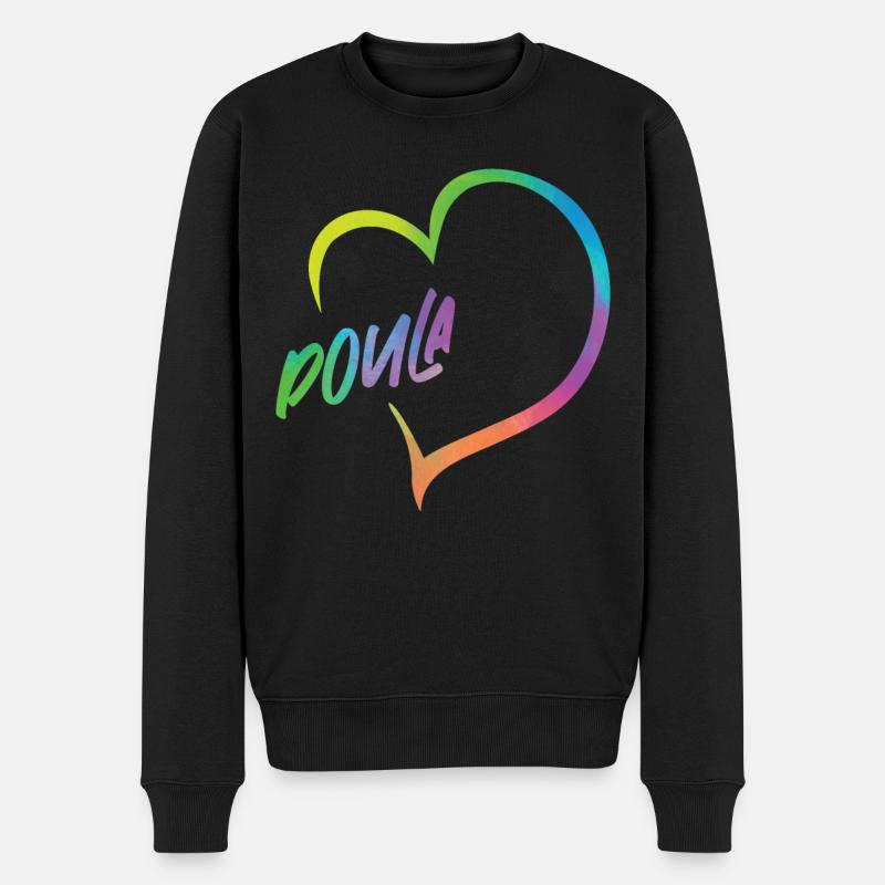 Doula Birth Worker Heart - Männer Premium Bio Pullover - Schwarz