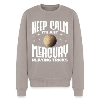 Rückläufige Planeten Merkur Rückläufig - Männer Premium Bio Pullover - Taupe - Vorne - Nico (187cm)