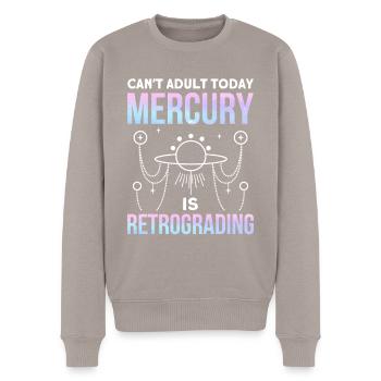 Rückläufige Planeten Merkur Rückläufig - Männer Premium Bio Pullover - Taupe - Vorne - Nico (187cm)