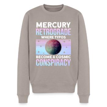 Rückläufige Planeten Merkur Rückläufig - Männer Premium Bio Pullover - Taupe - Vorne - Nico (187cm)