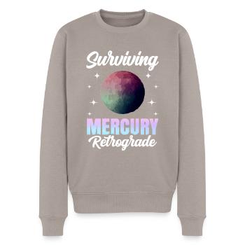 Rückläufige Planeten Merkur Rückläufig - Männer Premium Bio Pullover - Taupe - Vorne - Nico (187cm)