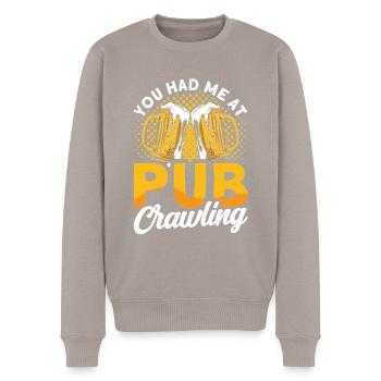 Crawled Pub Crawl Alcohol Drinking - Men's Premium Organic Jumper - taupe - Front - Nico (187cm)