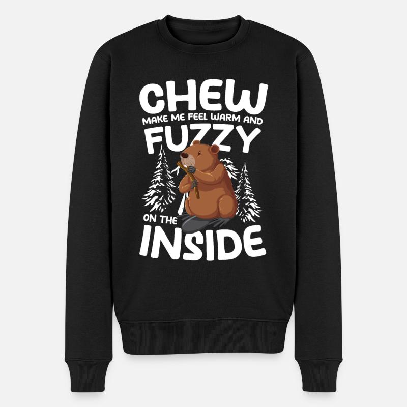 Chew Make Me Feel Warm And Fuzzy Biber - Männer Premium Bio Pullover - Schwarz