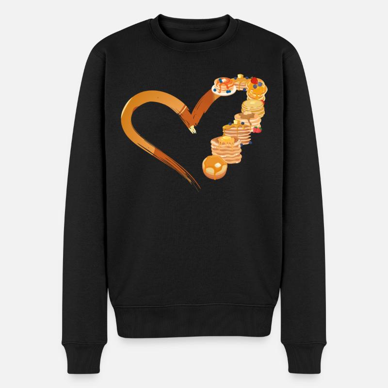 Pancake Lover Kids Heart - Männer Premium Bio Pullover - Schwarz