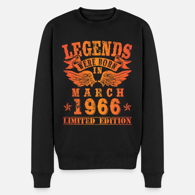 Legends sont nés en Mars 1966 Anniversaire - Pull Premium bio Homme - noir