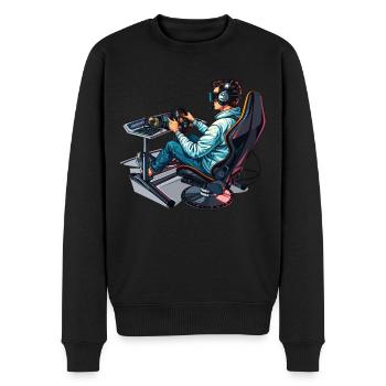 „zeit Für Sim Racing“ Sim Racer - Männer Premium Bio Pullover - Schwarz - Vorne - Nico (187cm)