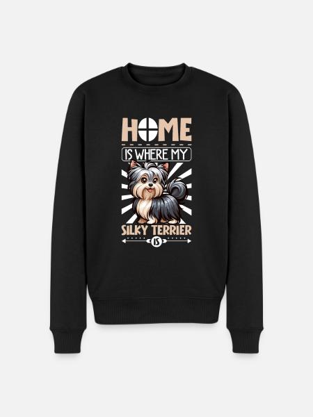 Home - Australian Silky Terrier - Men's Premium Organic Jumper - black