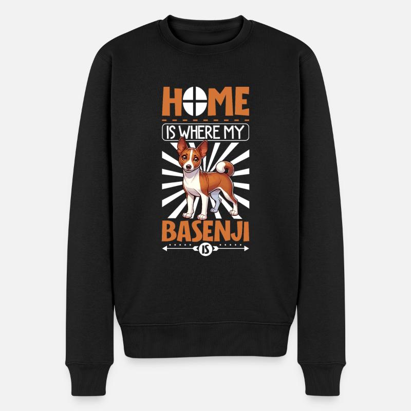 Zuhause - Basenji - Männer Premium Bio Pullover - Schwarz