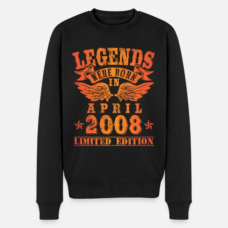 Legends were born in April 2008 Geburtstag - Männer Premium Bio Pullover - Schwarz