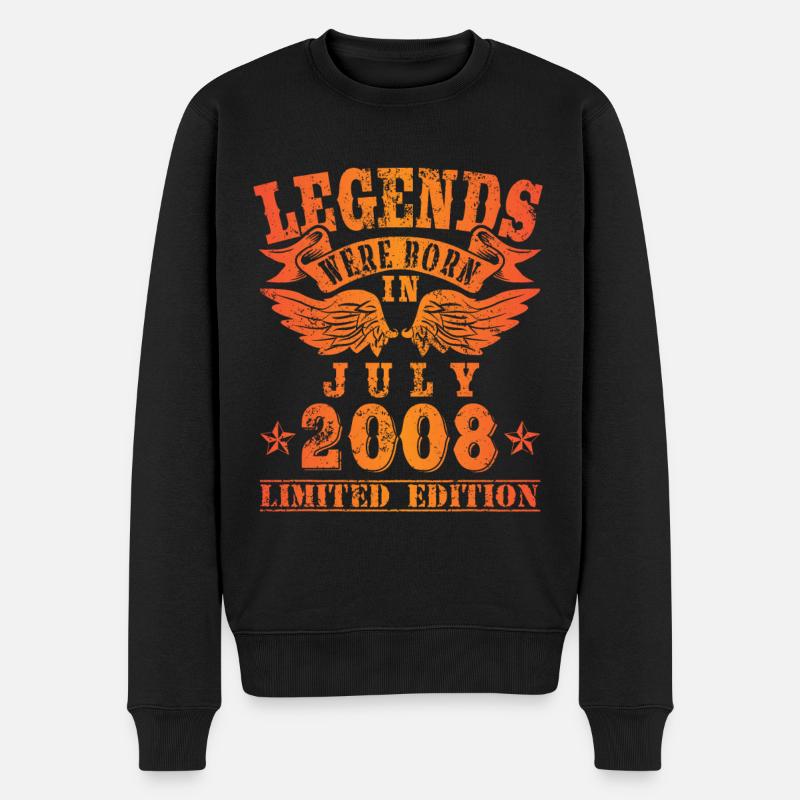 Legends were born in Juli 2008 Geburtstag - Männer Premium Bio Pullover - Schwarz