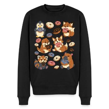 Donut: Capybara, Fox, Corgi, Otter, Penguin - Men's Premium Organic Jumper - black - Front - Nico (187cm)