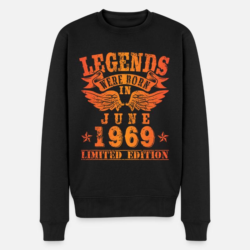 Legends were born in Juni 1969 Geburtstag - Männer Premium Bio Pullover - Schwarz