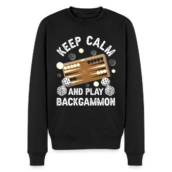 Board Game Funny Backgammon - Men's Premium Organic Jumper - black - Front - Nico (187cm)