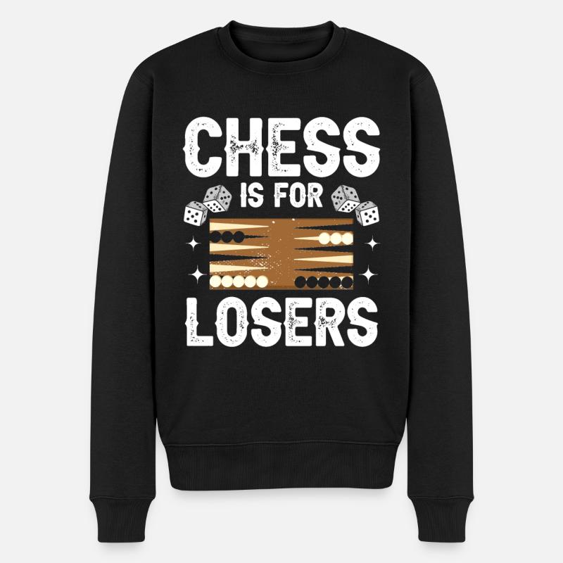 Brettspiel Lustiges Backgammon - Männer Premium Bio Pullover - Schwarz