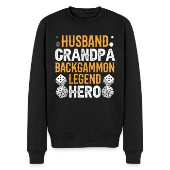 Board Game Funny Backgammon - Men's Premium Organic Jumper - black - Front - Nico (187cm)
