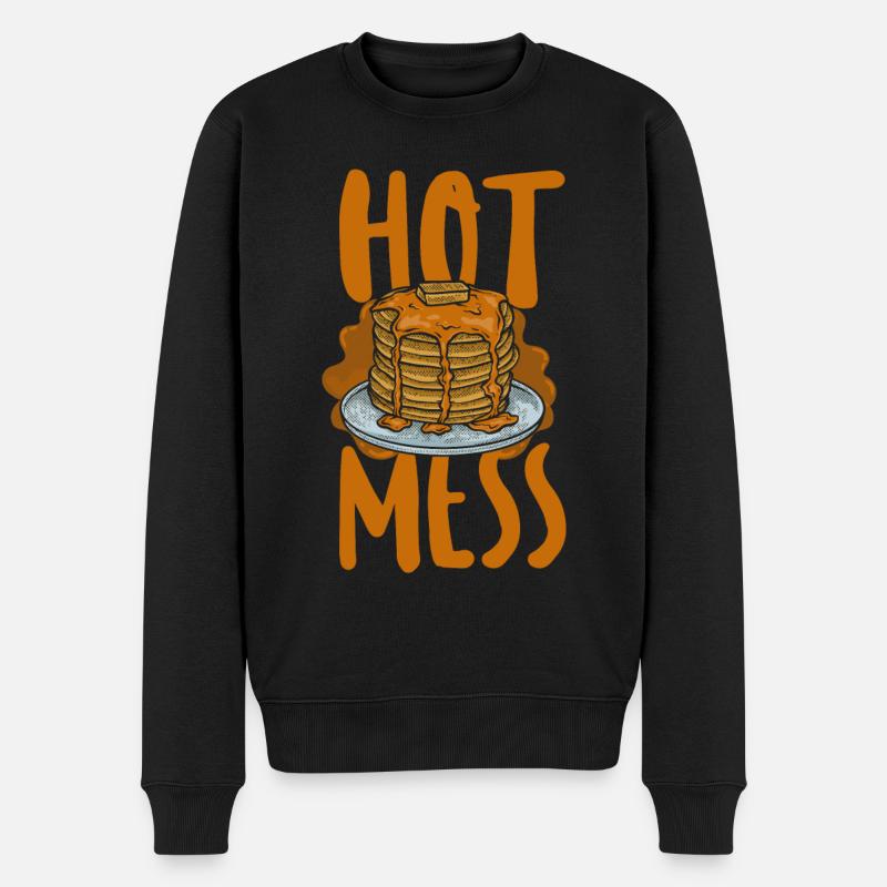 Pancake Lover Kids Hot Mess - Männer Premium Bio Pullover - Schwarz
