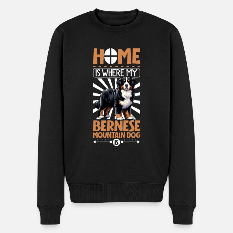 Zuhause - Berner Sennenhund - Männer Premium Bio Pullover - Schwarz